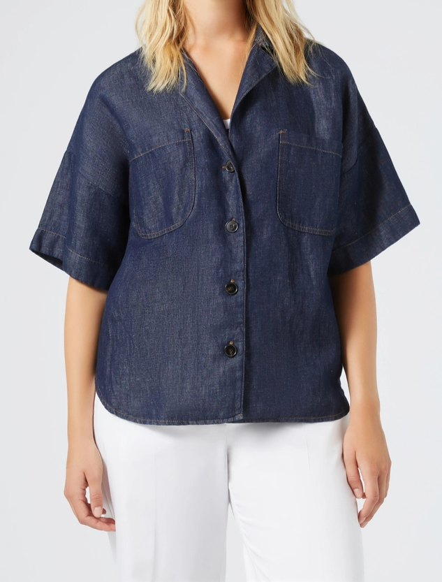 Blusa in cotone e lino