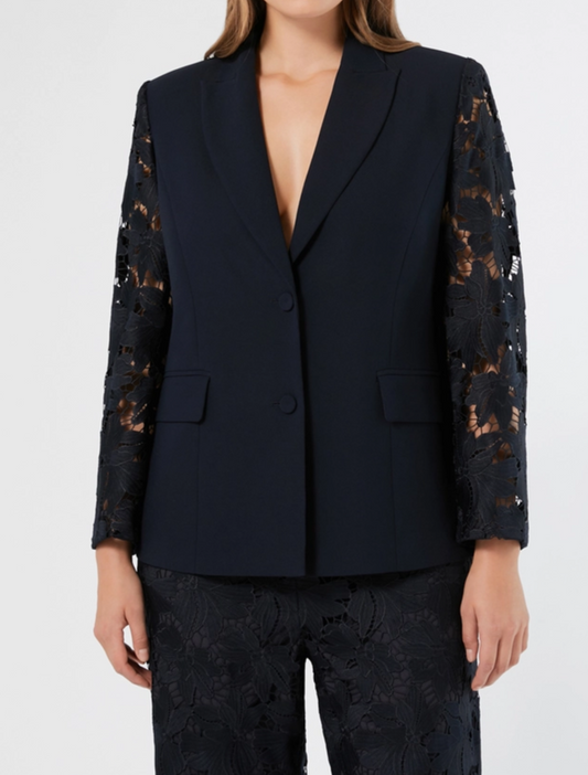 Blazer in crêpe e pizzo
