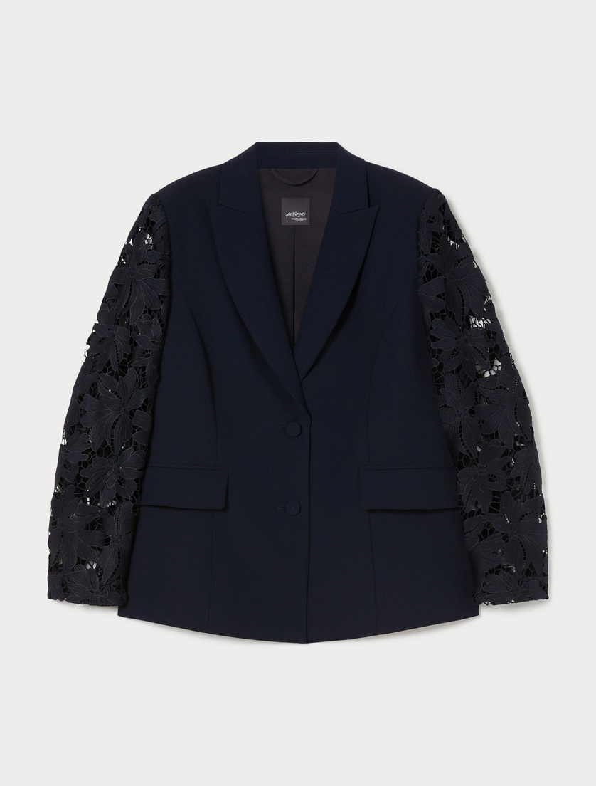 Blazer in crêpe e pizzo