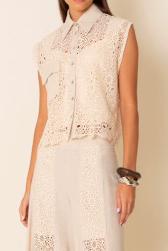 Blusa pizzo con tasca